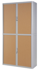 Image PAPERFLOW Rollladenschrank easyOffice, 4 Böden, grau / buche