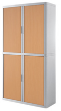 Image PAPERFLOW Rollladenschrank easyOffice, 4 Böden, weiß / buche