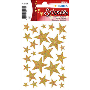 Image HERMA Weihnachts-Sticker MAGIC "Sterne gold", glittery