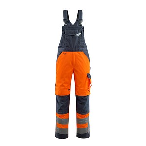Image MASCOT® unisex Warnschutz-Latzhose Newcastle orange, schwarzblau Größe 114