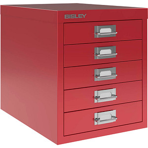 Image BISLEY MultiDrawer™ L125 Schubladenschrank kardinalrot mit 5 Schubladen 27,9 x 38,0 x 32,5 cm