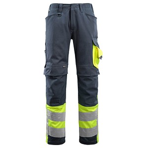 Image MASCOT® unisex Warnschutzhose Leeds schwarzblau, gelb Größe 46