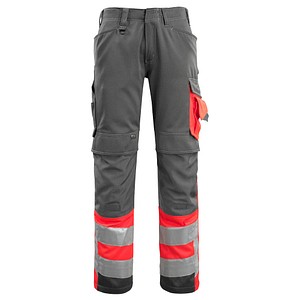 Image MASCOT® unisex Warnschutzhose Leeds dunkelanthrazit, rot Größe 27