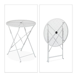 Image relaxdays Gartentisch weiß rund 71,5 cm