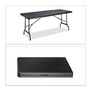 Image relaxdays Gartentisch BASTIAN schwarz rechteckig 178,0 x 74,0 x 72,0 cm