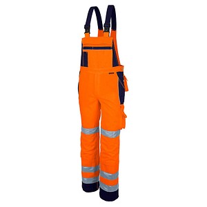 Image QUALITEX® unisex Warnschutz-Latzhose orange, marine Größe 48