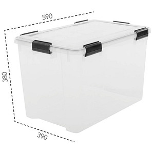 Image IRIS Ohyama Water Proof Aufbewahrungsbox 70,0 l transparent, schwarz 39,0 x 59,0 x 38,0 cm