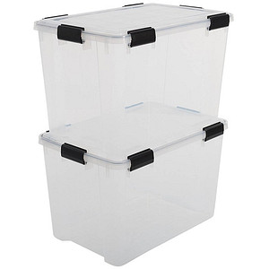 Image 2 IRIS Ohyama Water Proof Aufbewahrungsboxen 2x 70,0 l transparent, schwarz 39,0 x 59,0 x 44,0 cm