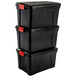 Image 3 IRIS Ohyama Multi Aufbewahrungsboxen 3x 60,0 l schwarz, rot 39,5 x 59,0 x 54,0 cm