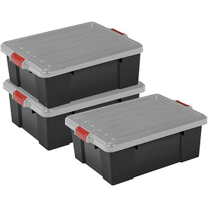 Image 3 IRIS Ohyama DIY SK-430 Aufbewahrungsboxen 3x 43,0 l schwarz, grau, rot 44,6 x 63,5 x 30,0 cm
