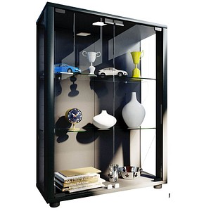 Image VCM my home Sintalo Vitrine schwarz 2 Fachböden mit Beleuchtung