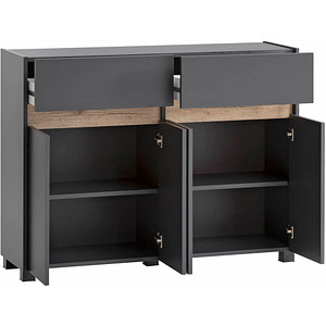 Image MÖBELPARTNER Kommode Cosmo 701778 anthrazit, eiche 2 Fachböden 112,2 x 33,0 x 84,8 cm