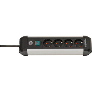 Image brennenstuhl Premium-Alu-Line 4-fach Steckdosenleiste mit Schalter 1,8 m schwarz