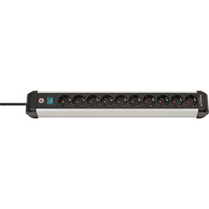 Image brennenstuhl Premium-Alu-Line 10-fach Steckdosenleiste mit Schalter 3,0 m schwarz