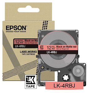 Image EPSON Schriftband LK LK-4RBJ C53S672071, 12 mm schwarz auf rot