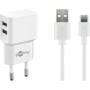 Image WENTRONIC Goobay USB-C? Dual Ladeset 2,4 A 44987 USB-Ladegerät Steckdose Ausgan