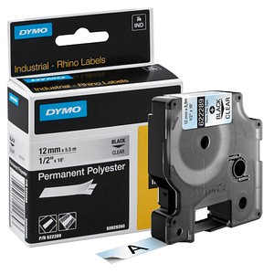 Image DYMO Schriftband RHINO  622289, 12 mm schwarz auf transparent