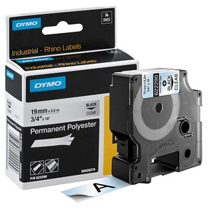 Image DYMO Schriftband RHINO  622290, 19 mm schwarz auf transparent
