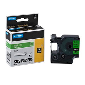 Image DYMO Schriftband RHINO  1805420, 19 mm weiß auf grün
