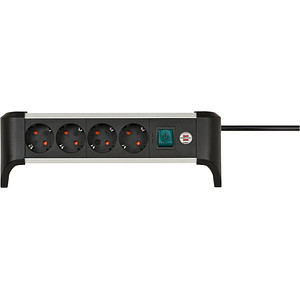 Image brennenstuhl Alu-Office-Line 4-fach Steckdosenleiste mit Schalter 1,8 m schwarz