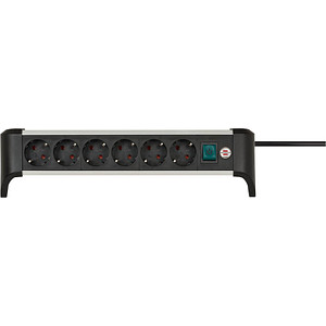 Image brennenstuhl Alu-Office-Line 6-fach Steckdosenleiste mit Schalter 3,0 m schwarz