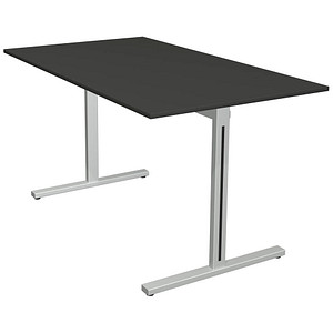 Image Kerkmann Form 1 Schreibtisch anthrazit rechteckig T-Fuß-Gestell silber 140,0 x 80,0 cm
