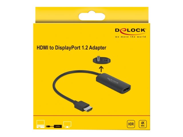 Image DeLOCK DisplayPort/HDMI Adapter 4K 60 Hz 0,24 m schwarz