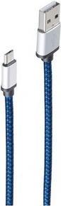 Image S-CONN USB Ladekabel USB A-ST auf USB Micro B-ST Nylon blau 0,9m (14-50020)