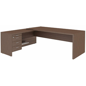 Image Quadrifoglio T45 Schreibtisch eukalyptus L-Form Wangen-Gestell eukalyptus 220,0 x 194,0 cm