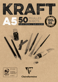 Image Clairefontaine Zeichenpapierblock "KRAFT", DIN A5, 120 g/qm