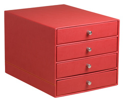 Image RHODIA Schubladenbox, aus Kunstleder, 4 Schübe, mohnrot