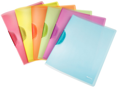 Image LEITZ Klemmhefter ColorClip Rainbow, DIN A4, PP, sortiert schwarzer Clip, Vorde