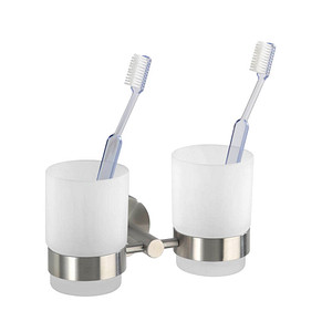 Image WENKO Zahnputzbecher Duo Bosio silber, matt