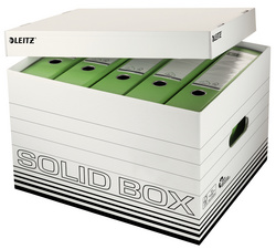 Image LEITZ Archiv-/Transportbox Solid, weiß/schwarz 100% geriffelter Recyclingkarton