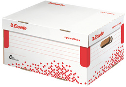 Image LEITZ Esselte Archiv-Klappdeckelbox SPEEDBOX, Große: L, weiß/rot, aus 100% recy