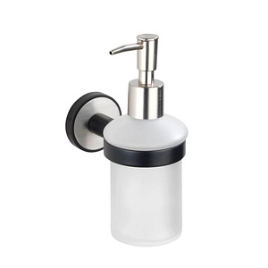Image WENKO Seifenspender Udine 25010100 weiß/anthrazit Edelstahl, Glas 200,0 ml