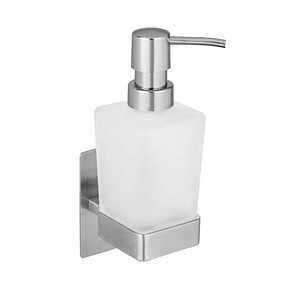 Image WENKO Seifenspender Genova 25416100 silber, matt Edelstahl, Glas 200,0 ml