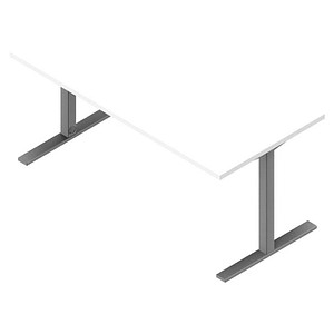 Image Quadrifoglio Schreibtisch weiß rechteckig C-Fuß-Gestell silber 160,0 x 80,0 cm