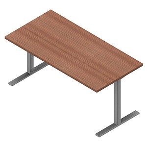 Image Quadrifoglio Schreibtisch nussbaum canaletto rechteckig C-Fuß-Gestell silber 160,0 x 80,0 cm