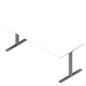 Image Quadrifoglio Schreibtisch weiß rechteckig C-Fuß-Gestell silber 180,0 x 80,0 cm