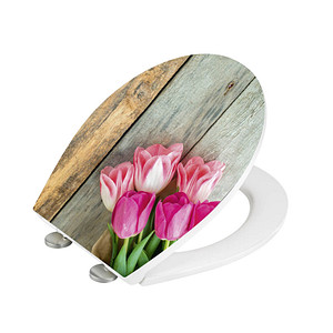 Image WENKO WC-Sitz mit Absenkautomatik Tulip grau, rosa