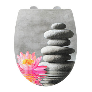 Image WENKO WC-Sitz mit Absenkautomatik Water Lily grau, rosa