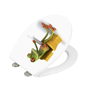 Image WENKO WC-Sitz mit Absenkautomatik Frog weiß, grün