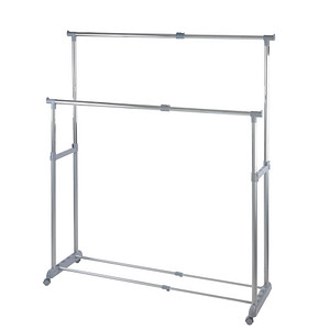 Image WENKO Teleskop-Garderobe Twin Bars grau Metall 95,0-163,0 x 98,0-168,0 cm