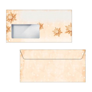 Image Weihnachts-Umschlag Golden Snowflakes DL, 90 g, Fenster, gummiert,Innendruck