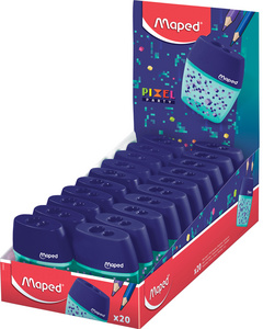 Image Maped Doppel-Spitzdose PIXEL PARTY, aus Kunststoff, Display