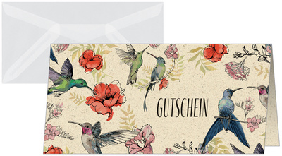 Image sigel Gutscheinkarte "Hummingbirds and flowers, DIN lang