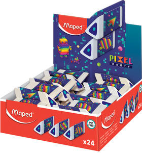 Image Maped Kunststoff-Radierer Pyramide PIXEL PARTY, 24er Display