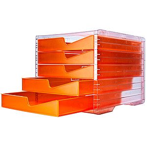 Image styro Schubladenbox styroswingbox NEONline  neon-orange DIN C4 mit 5 Schubladen