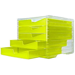Image styro Schubladenbox styroswingbox NEONline  neon-gelb DIN C4 mit 5 Schubladen